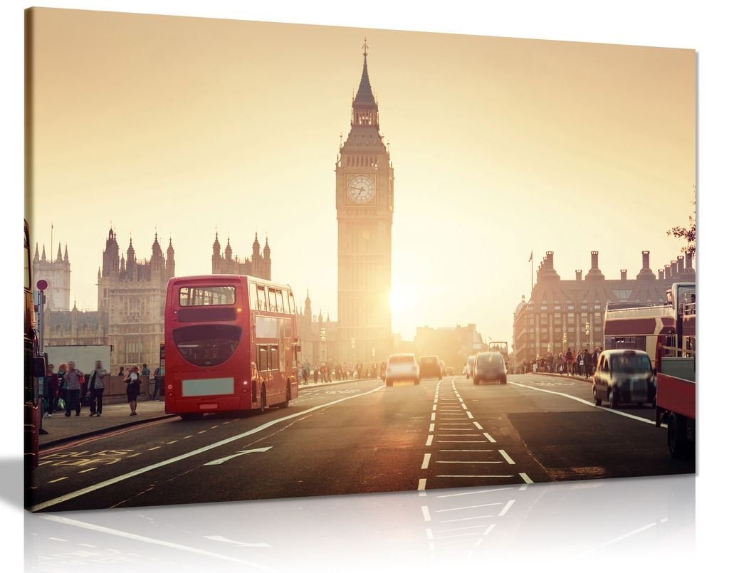 Panther Print Sunset Westminster Bridge Westminster Bridge At Sunset London Canvas Wall Art Picture Print (36X24)