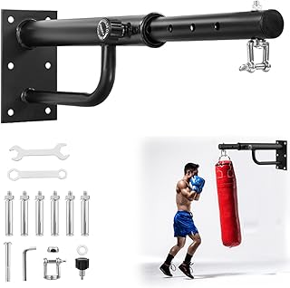 BAKENLON Soporte para Saco de Boxeo, Retráctil & Giratorio 360°, Capacidad de Carga 150 kg, Soporte Saco Boxeo Pared para Gimnasios Domésticos/Garajes/Sótanos