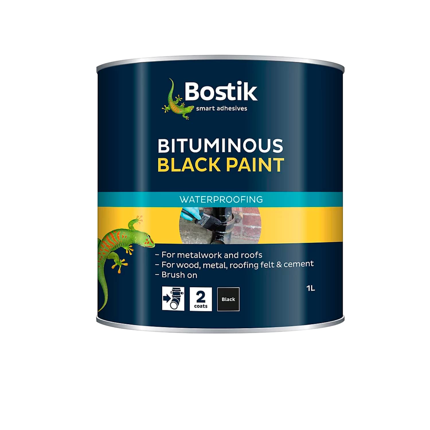 Buy Bostik Bituminous Black Paint, Waterproofing Paint for Metalwork