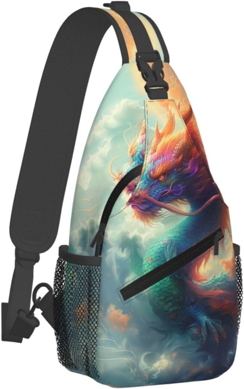 Dragon Crossbody Sling Bag For Women Men Adjustable Chest Bag Chinese Dragon Sling Backpack Casual Shoulder Bag Daypack - Image 2