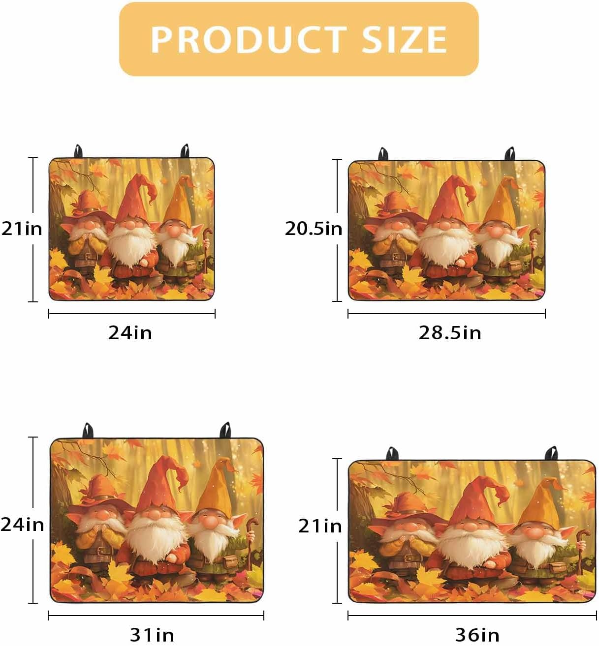 Fall Stove Cover for Electric Stove, Maple Grove Leaves Gnomes Stove Top Cover for Glass Top, Heat Resistant Rubber Mat Foldable Cooktop Cover Top Protector, 24"x21"
