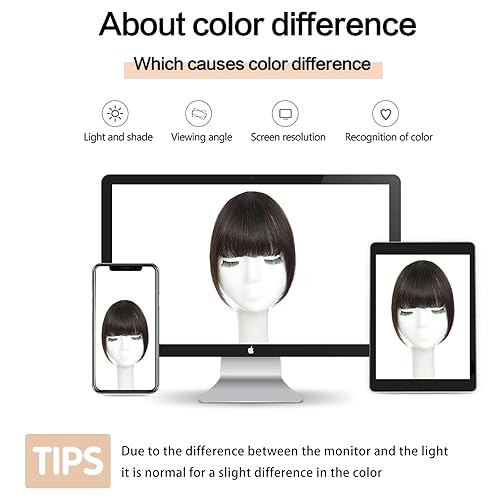 Miniatura 5 de Flequillo falso con clip, color marrón oscuro, flequillo con clip, de cabello humano real, flequillo francés, para mujer, extensiones de cabello con