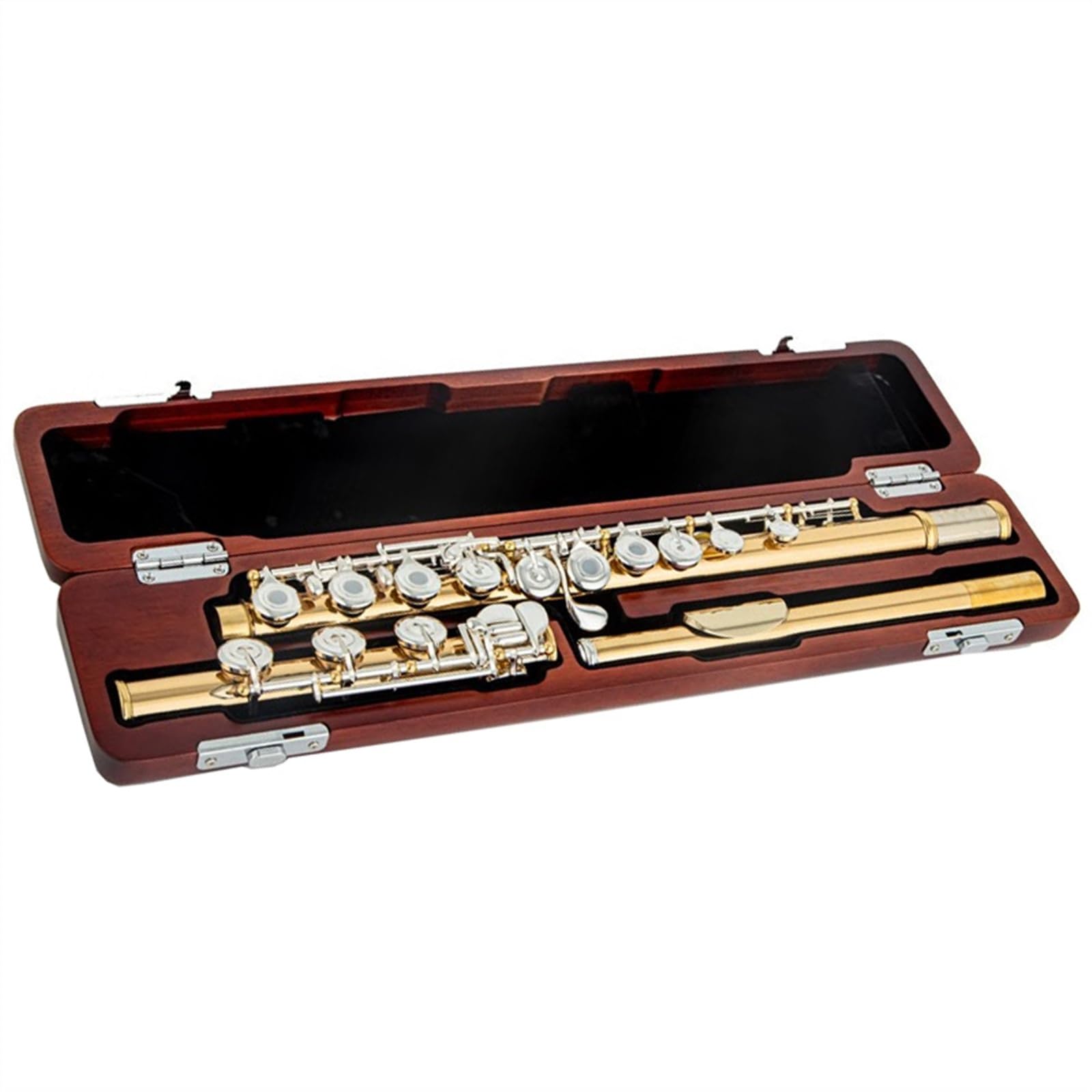 Profesional Flauta Travesera Flauta Francesa De Material Dorado Y Cobre, Flauta C De 17 Teclas Con Caja De Almacenamiento Y Accesorios