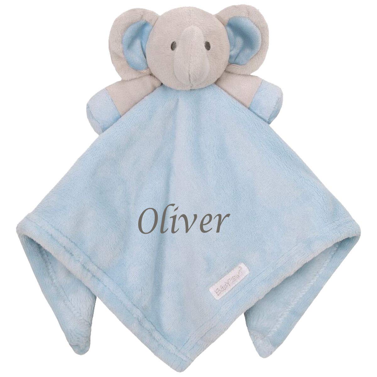 Personalised Baby Comfort Blanket Blankie Comforter Toy (Blue Elephant)