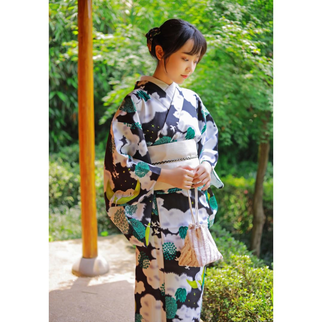 Damskie tradycyjne kimono haftowane Pretta Showa Retro Kimono, kwiaty, Kimono, długi, wiosenny zestaw 9 szt