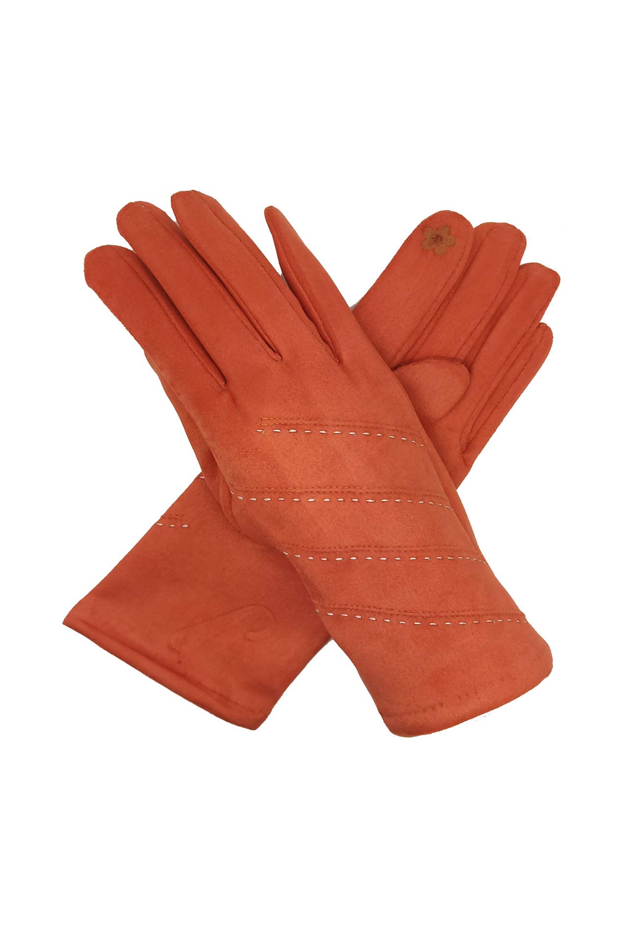 Finecy In Women's Orange - Fashion Gloves Cosy Featuring Dotted Stripes Pattern Touch Screen Mittens (Orange)