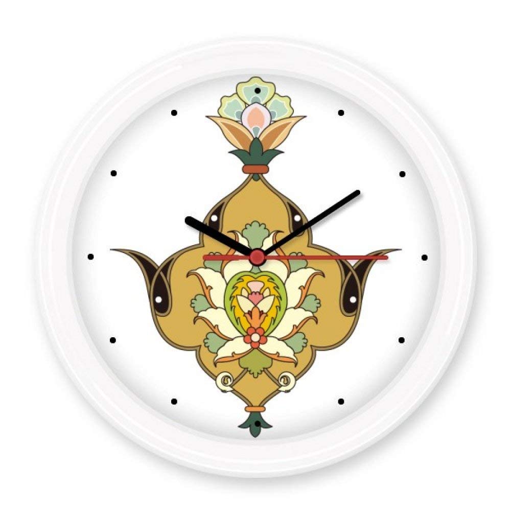 Horloge murale ronde baroque BeatCong à motif floral coloré et silencieux pour la décoration