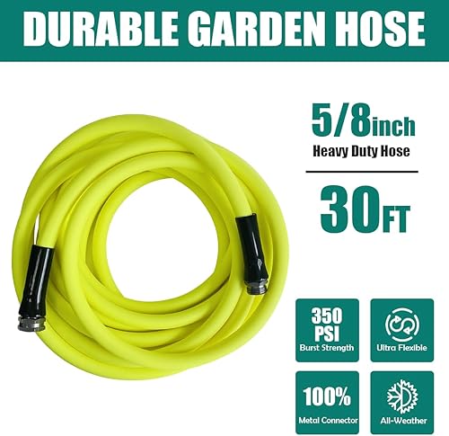 Miniatura 2 de Manguera de jardín resistente de 5/8 pulgadas x 30 pies, manguera de agua flexible resistente a las torceduras con mango de agarre giratorio y