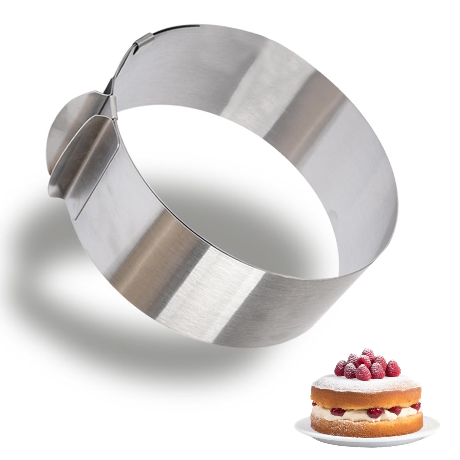 Anello Per Torta Regolabile In Acciaio Inox 304: Da 15 A 30 Cm, Altezza 8 Cm, Con 2 Pezzi, Per Mousse, Dessert E Pasticceria