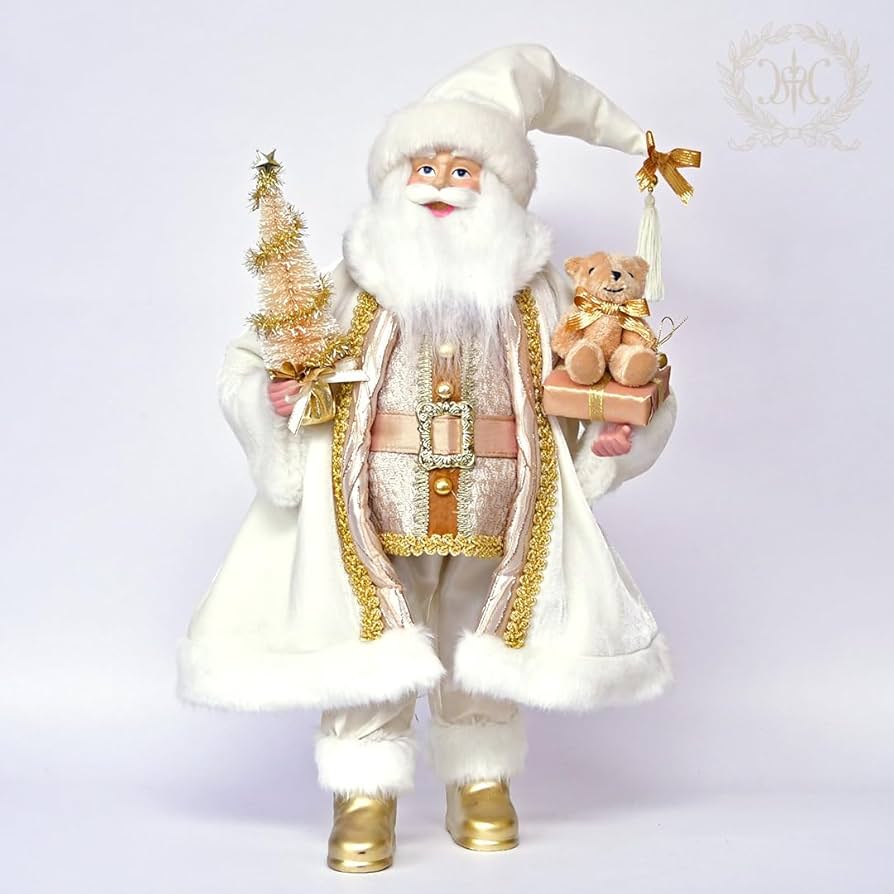 ミュージック◆サンタクロース◆フィギュア◆白とグレー◆サンタ人形 ミュージック◇サンタクロース◇フィギュア◇白とグレー◇サンタ人形