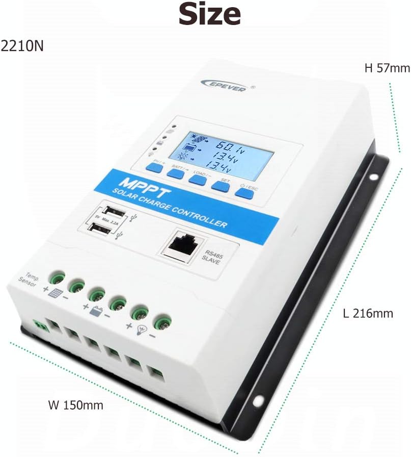 Dimensions of the EPEVER TRIRON2210N Solar Charge Controller