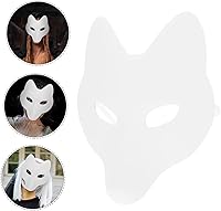 Vista 8 de NOLITOY Máscara de zorro DIY Máscara blanca en blanco Máscara japonesa Kabuki para Halloween Prop