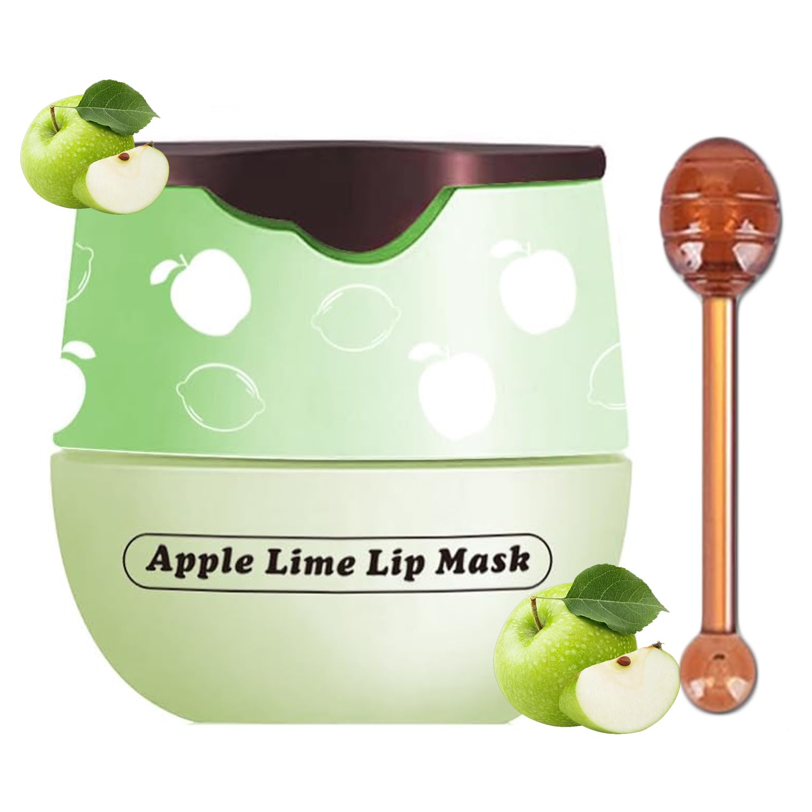 Miniling Bee Lip Balm Honey Pot, Apple Lime Sleeping Lip Mask Overnight Hydrating Dry and Crack Lip Exfoliator Scrubs Propolis Lip Balm (Apple Lime)