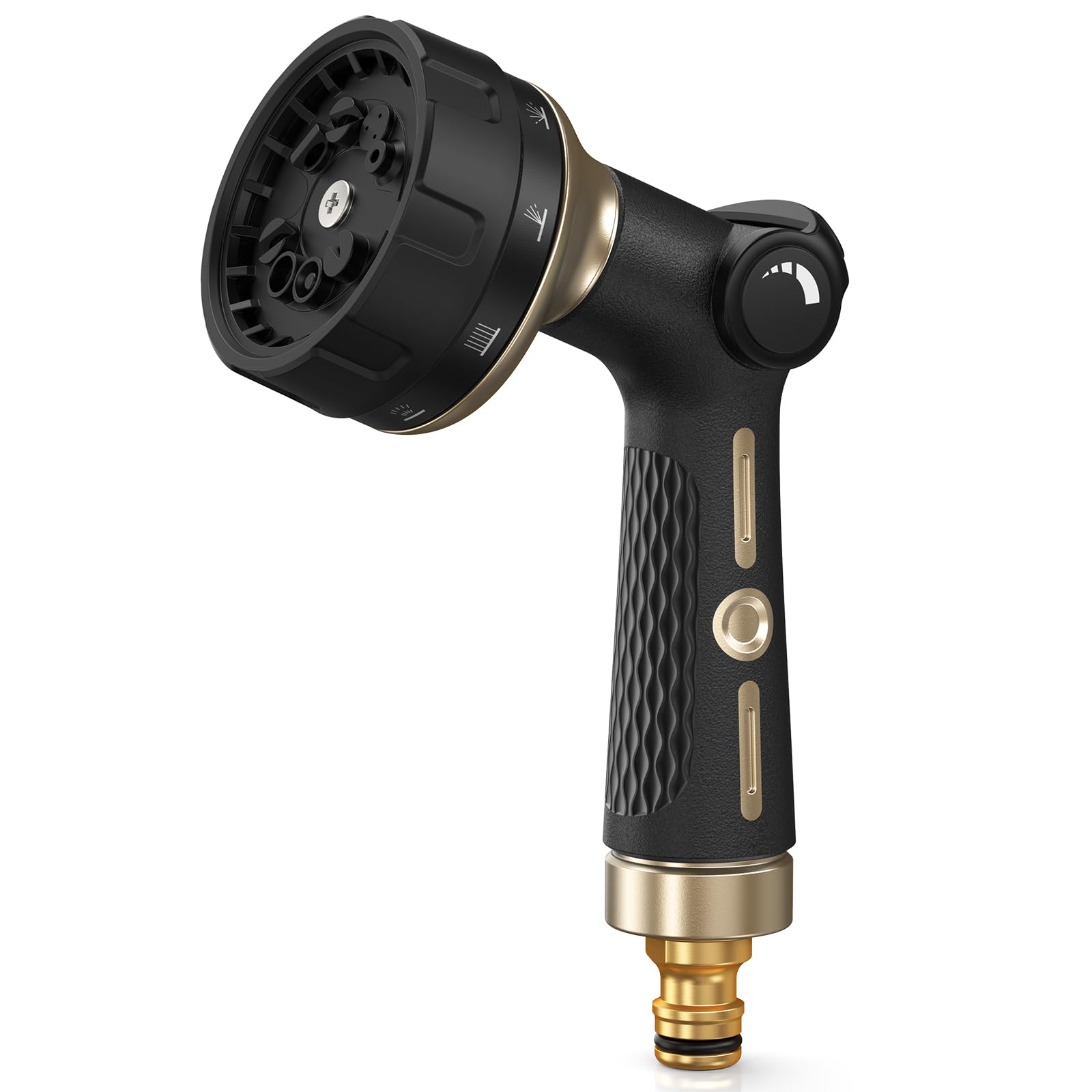 RAINPOINT Hose Pipe Spray Gun, 10 Patterns, Heavy Duty Metal Garden Hose Spray Gun with Thumb Flow Control, High Pressure Hose Nozzle Sprayer for Watering Plants, Lawns, Car and Pet Washing, Yellow — view 12
