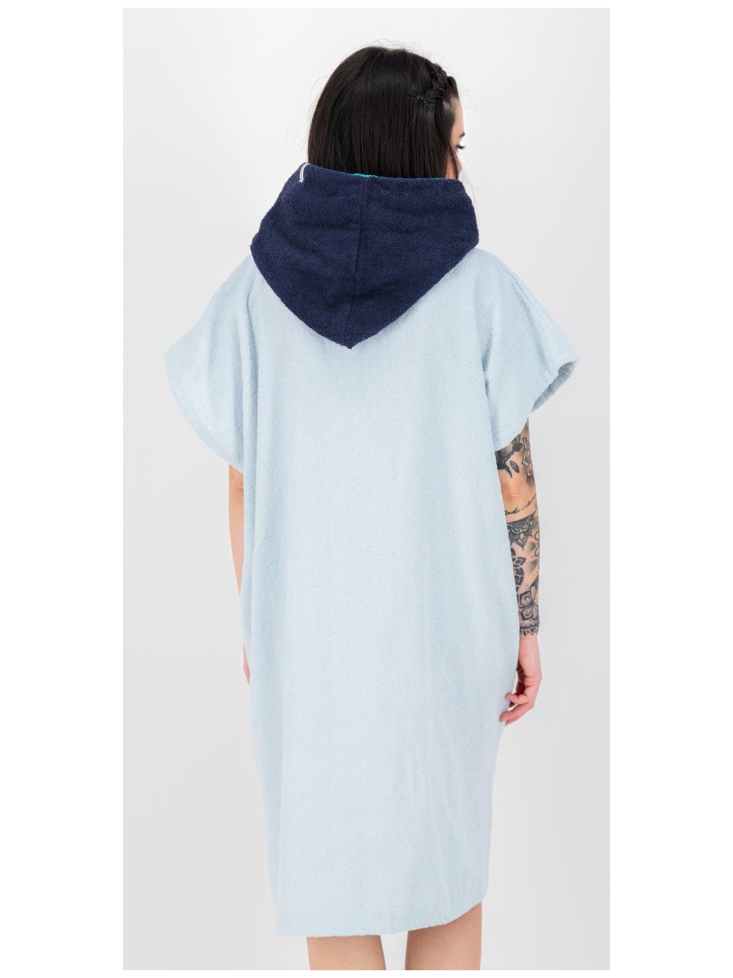 DEPROC-Active - Poncho da spiaggia per surf, 100% cotone, Azzurro, M alto