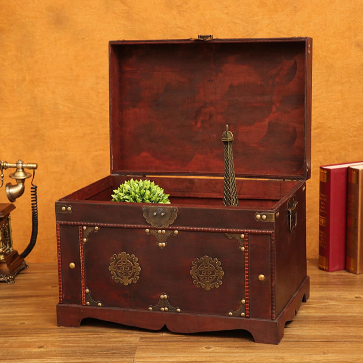 INOOMP Retro Aufbewahrungsbox Vintage Schatzkiste Klein Robuste Dekorationsbox für Schlafzimmer und Wohndeko