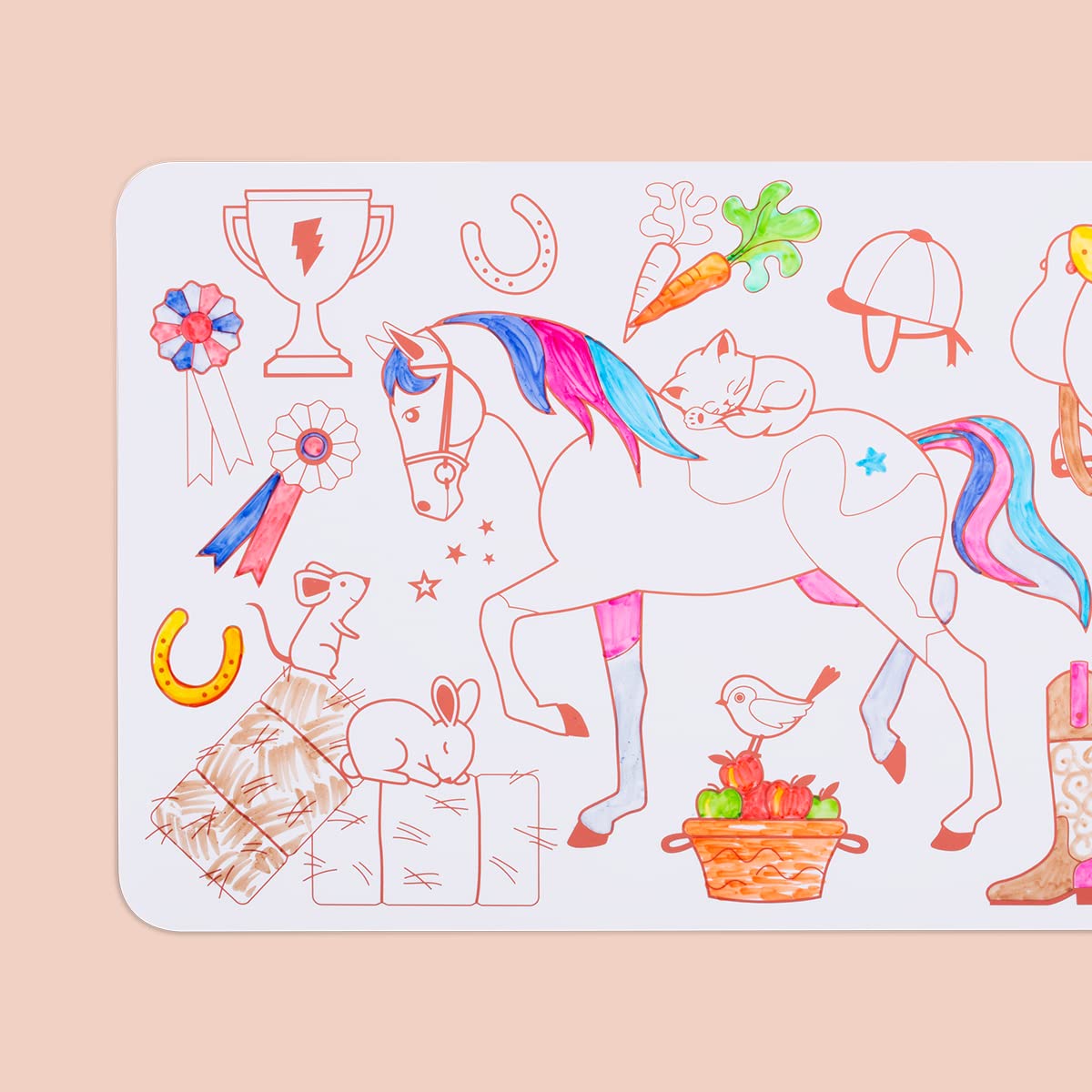 SUPER PETIT, Educational Game, Pony Coloring, Reversible, Comes with 4 erasable Felt tip pens, Easy to Clean, Reusable - Image 2