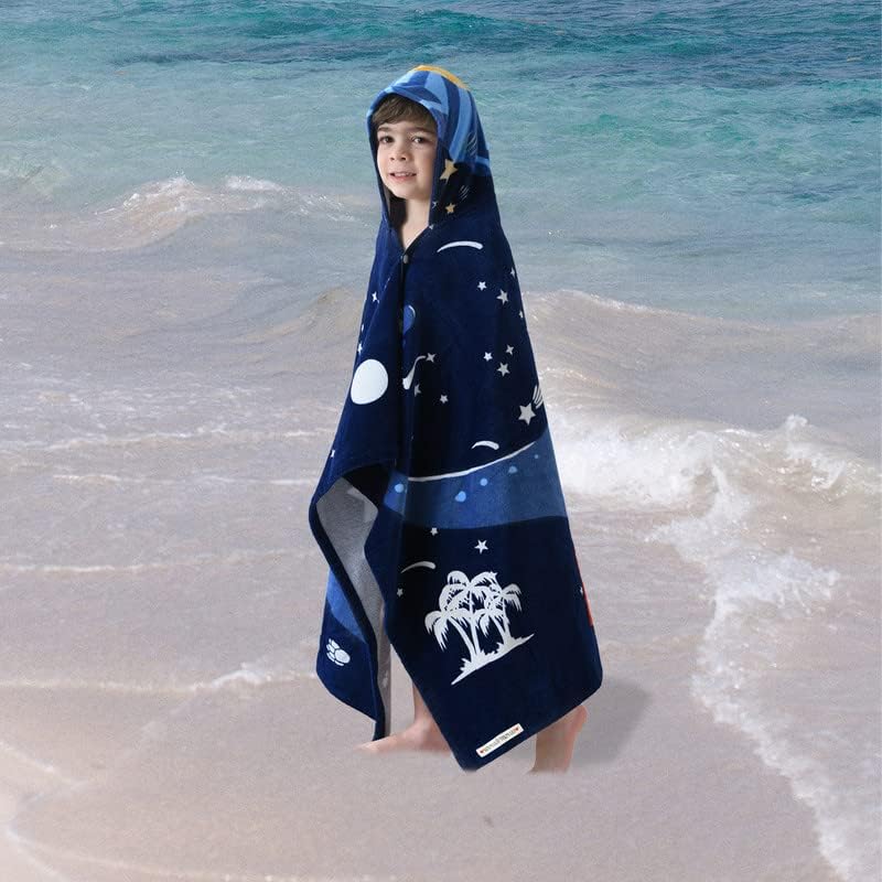 VOOVA & MOVAS Toddler Bath Towel with Hood for Kids Age 3-8, 30''X50, Soft | Thick | Absorbent Cotton Wrap Blanket, Beach, Pool, Swim | Bath Use, Dinosaur Under The UFO - Image 5