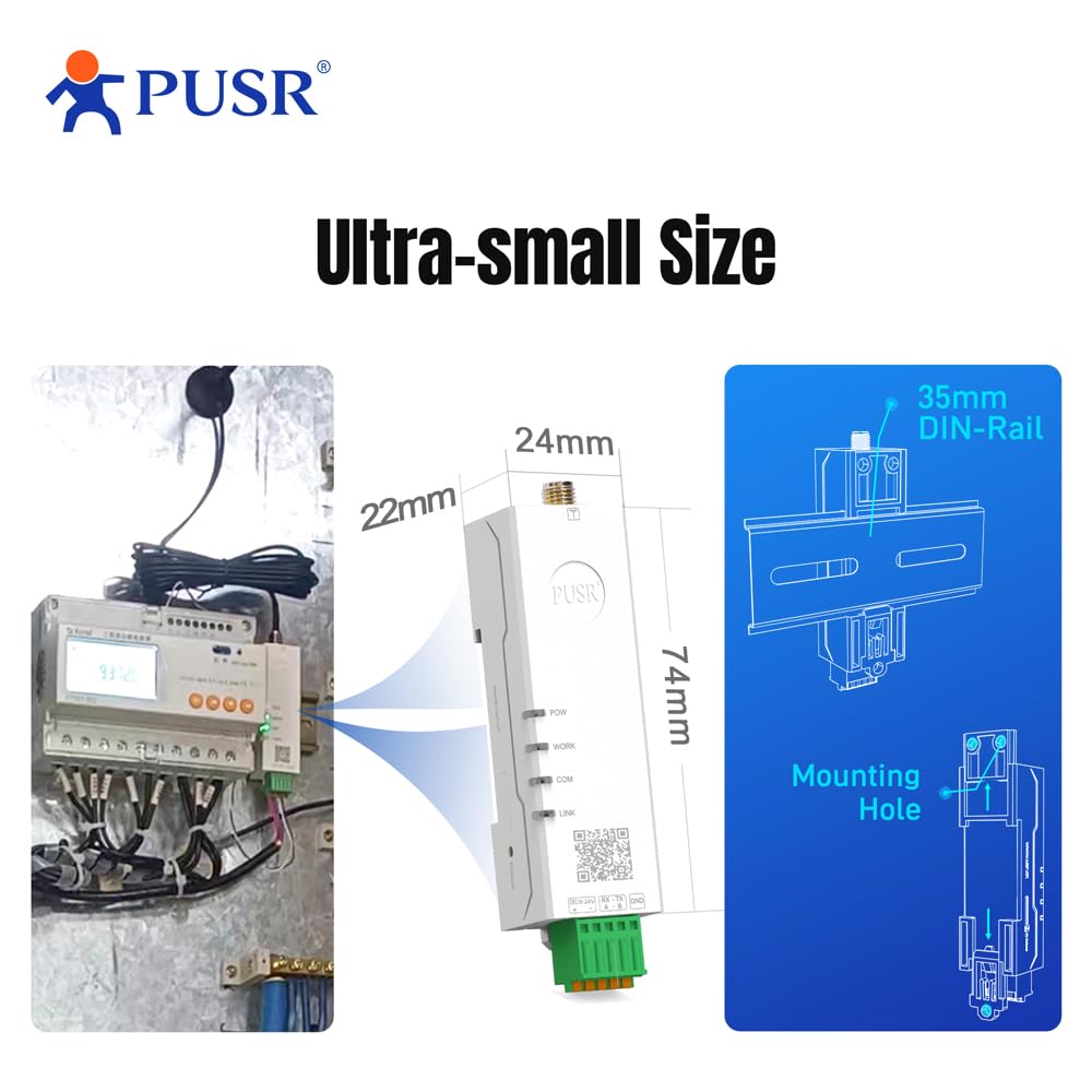 Rail DIN 12dBm 5KM 2.4G Lora Modem Modbus Transparent Transmission RS485 vers LoRa AT Command Configuration Utility USR-DR124-12