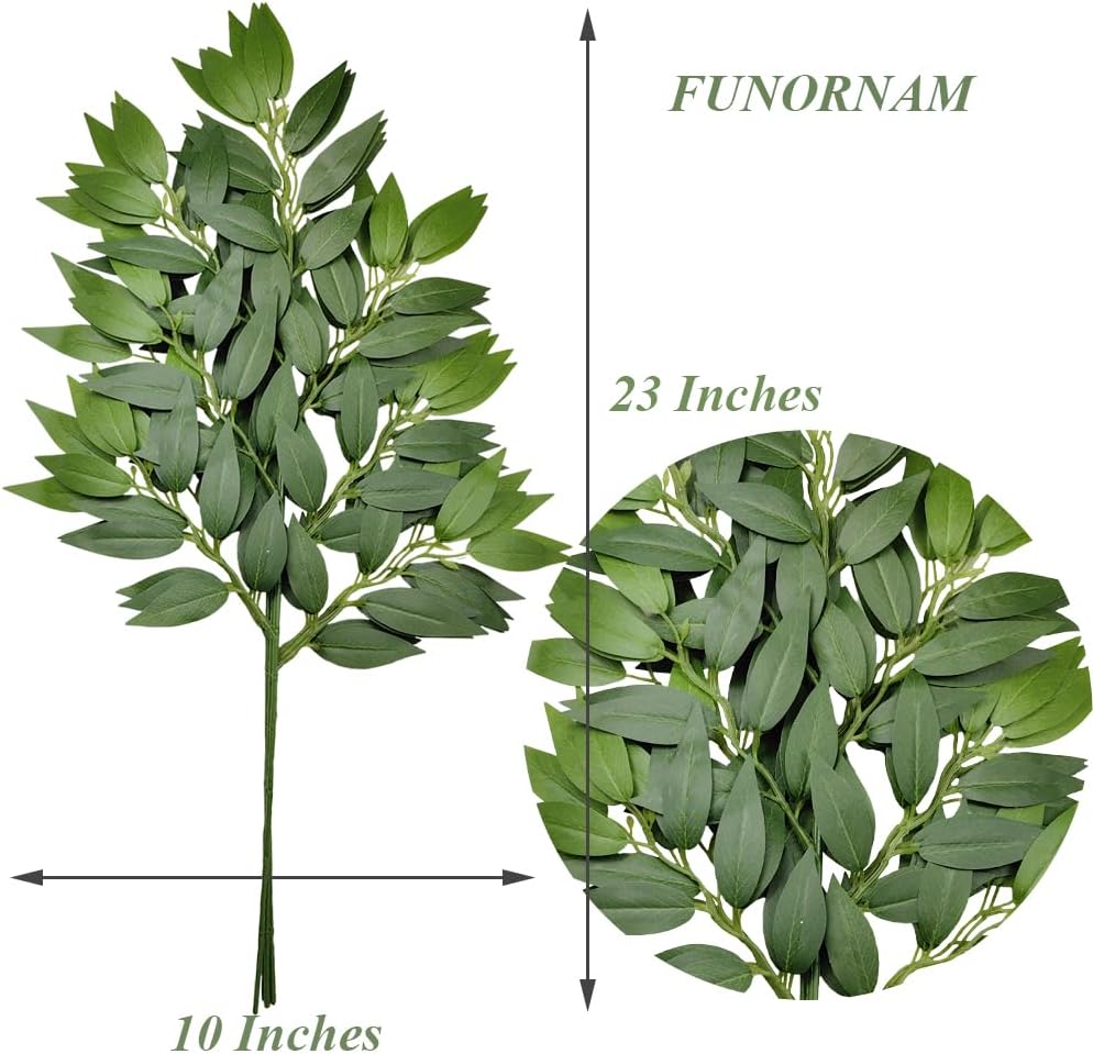 24Pcs Italian Ruscus Greenery Stems 23" Artificial Silk Greenery Plants Spray Leaves for Home Décor