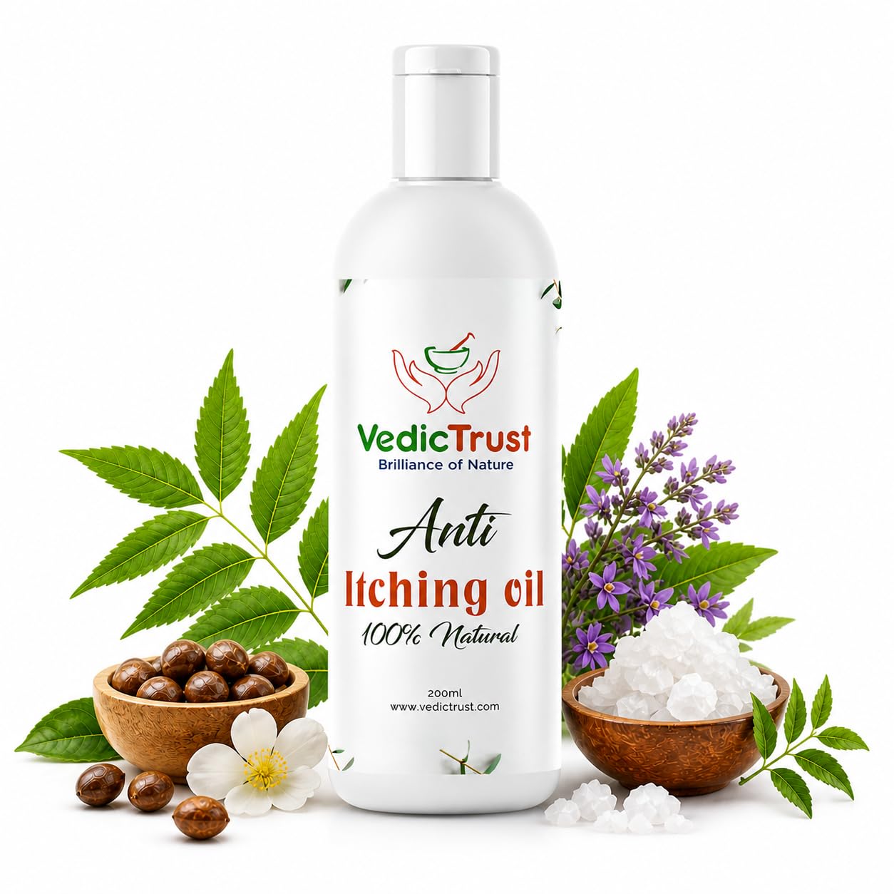 VedicTrust Anti Itching Oil (200 Ml) Natural and Ayurvedic Made with Neem Oil and Antibacterial, Anti-fungal Properties | Skin Friendly | For Relaxation from Itching and Skin Irritation |-image-22