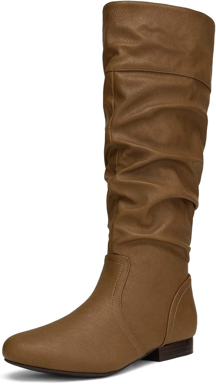 Women's Knee High Boots and Pull On Fall Weather Boots, Ladies' Fashion and Comfortable Walking Boots, Zippers Boots, and Flats