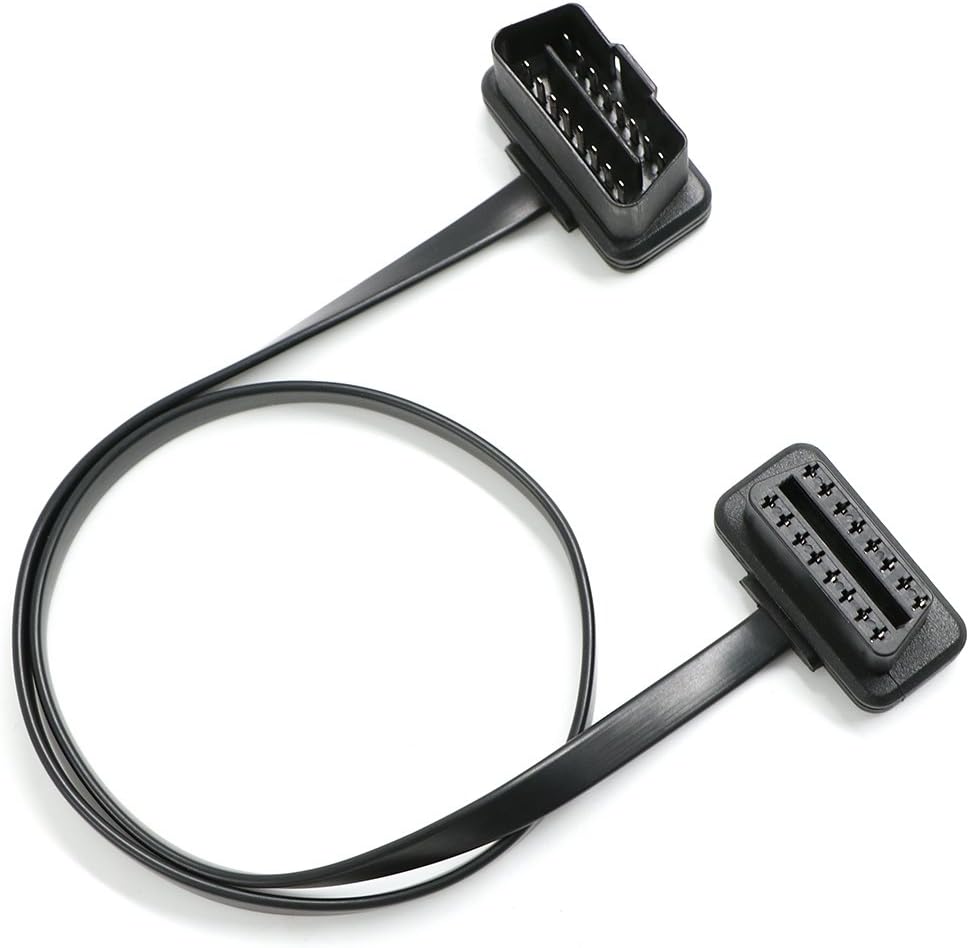 Adoter OBD2 Extension Cable, 16Pin OBD Flat Male to Female OBD II Diagnostic Cable Test Connector Noodle-line Car Diagnostic Adapter (23.6inch/ 60CM) 12V