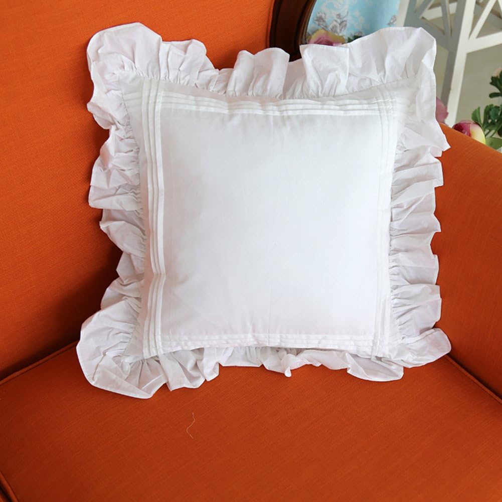 DW HCKK Ruffled pillow Princess Sofa cushion striped cotton hug pillowcase-C 45x45cm(18x18inch) VersionA