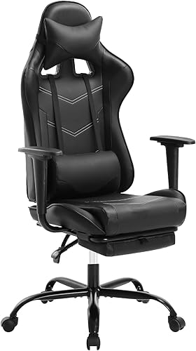 Silla de juegos con reposapiés, silla de oficina ergonómica, silla de escritorio giratoria ajustable, silla de computadora reclinable con soporte