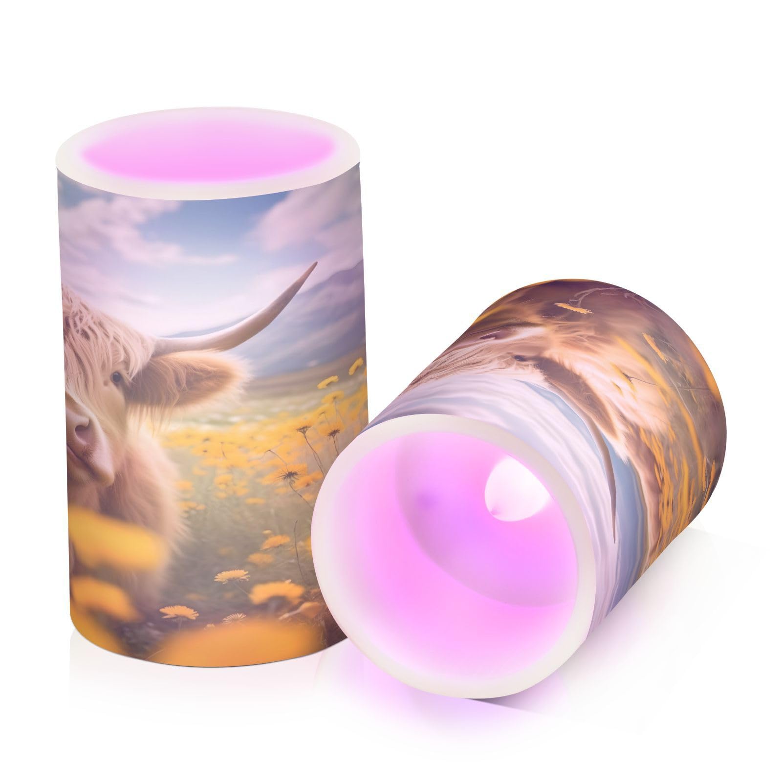 ALAZA Cow (9) Flickering Flameless Candles Battery Operated with Remote Timer,Tea Light Candles LED Pillar Votive Candles Set of 2 for Outdoor Indoor Decorations