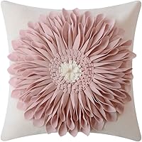 OiseauVoler Handmade 3D Rose Gold Flower Throw Pillow Cover 18x18 Inch - Decorative Cushion Case for Sofa, Bed, Home Decor