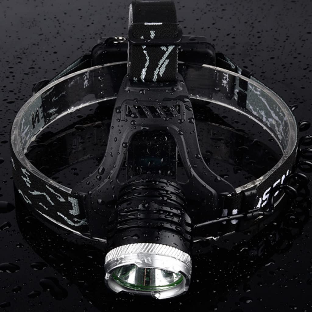 JJJ Reflektor LED mocne światło lampa górnicza nocna wędkarstwo lampa ładowanie dalekiego zasięgu 3000 latarka ryż montowana na głowie (kolor: Czarny)