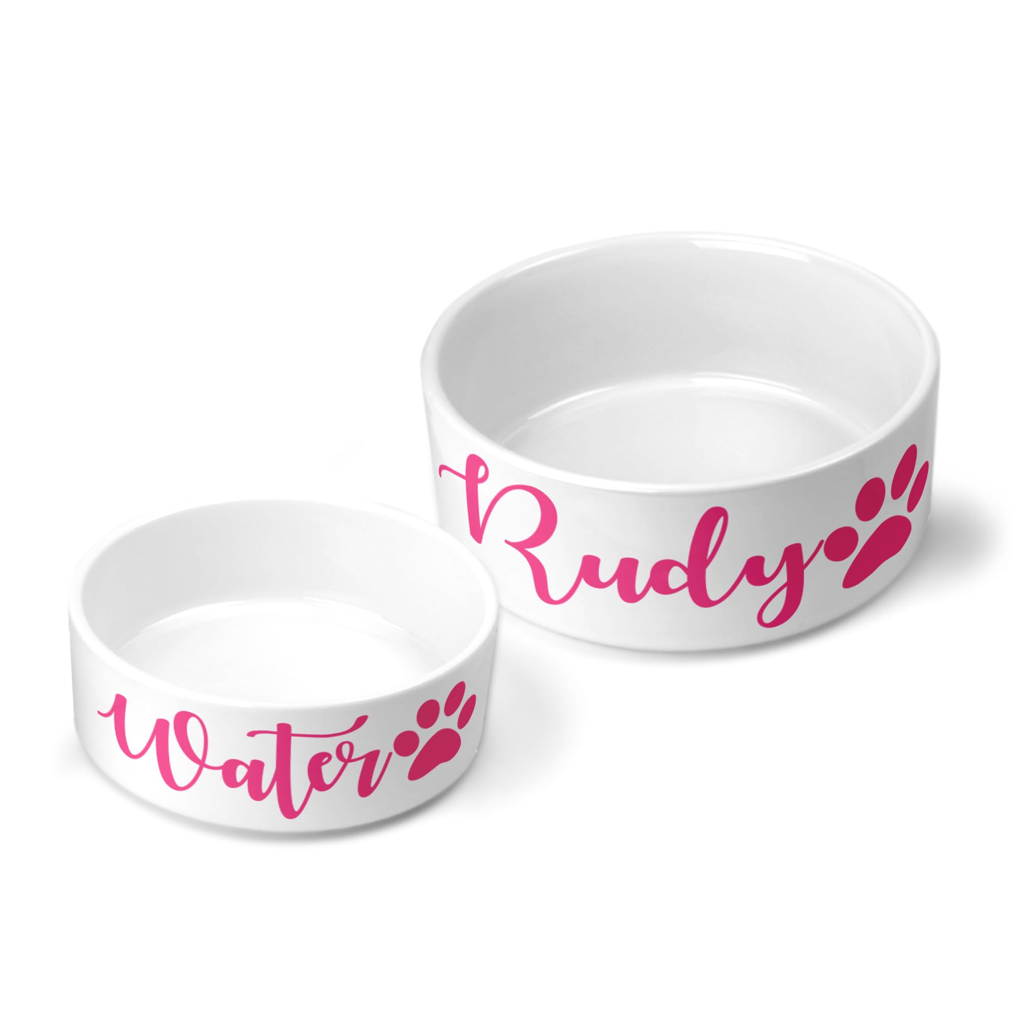 Personalised Pet Bowls Dog Bowl Cat Bowl Rabbit Animal Food Water Treat Mrs Hinch (Large Bowl (1 Lt), Baby Pink)