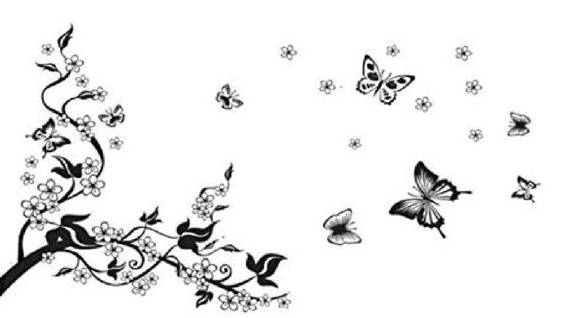 Wall Sticker Ornament Flower Vine Bedroom Flower Branch Butterfly Sticker BR/A