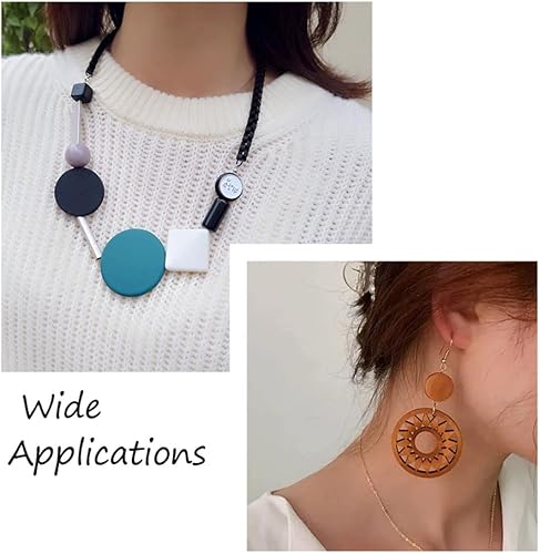 Miniatura 81 de Cheriswelry 240 cuentas de madera natural teñidas de 0.472 in, 16 a 0.669 in, cuentas de madera para decoración de manualidades, cuentas de madera