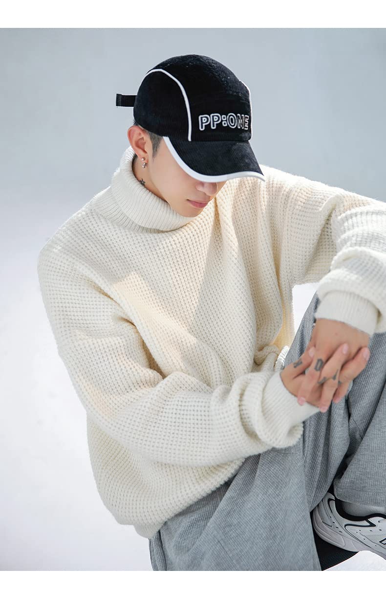 Maglione Sighificatore di Dolcevita alla Moda per Uomini E Donne Alenta E Versatile per Uomini E Donne-Beige,XXL