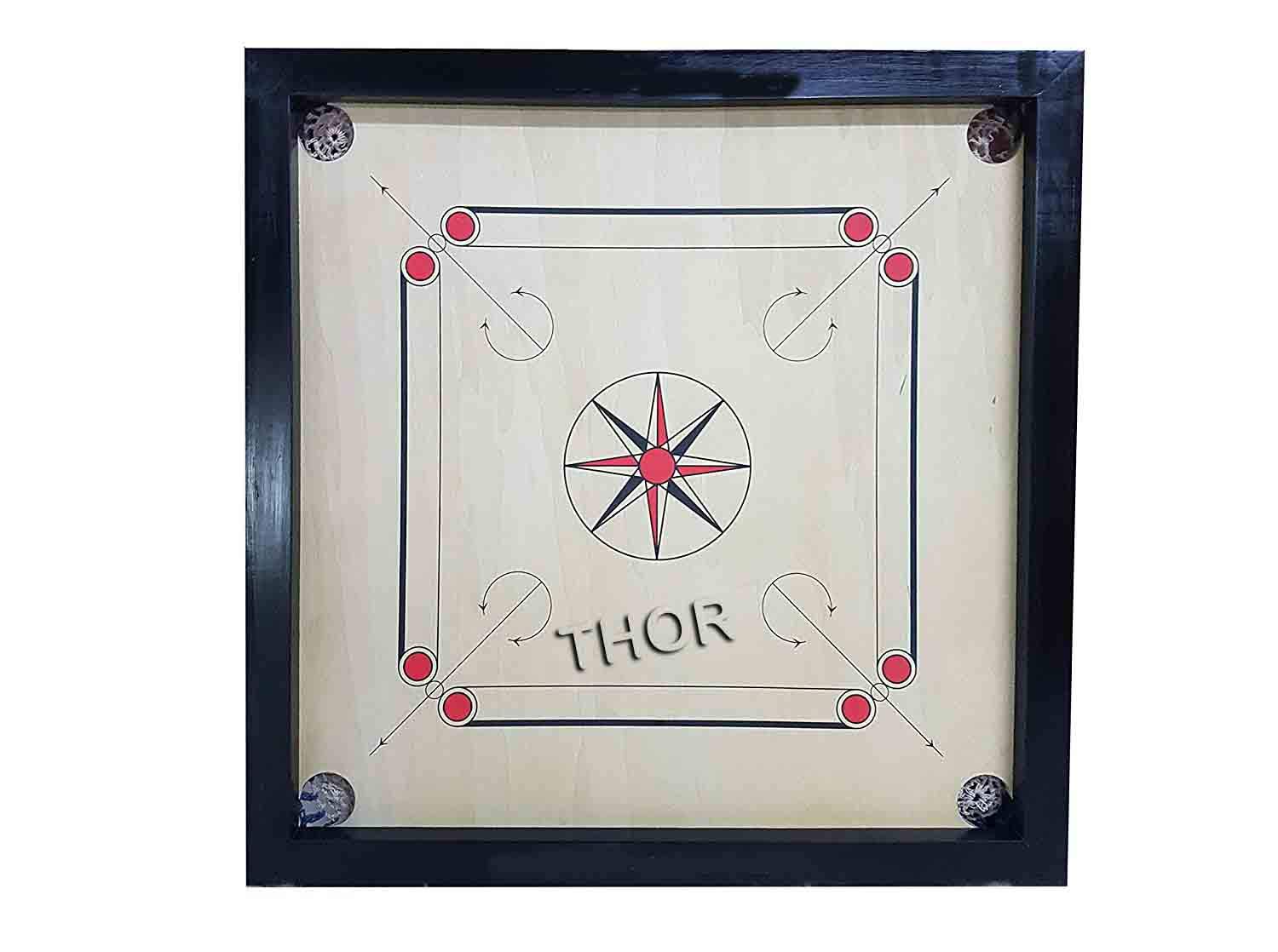 Carrom Board Game Tournament for International Carrom World Ply Wood 32" X 32" Full Size with Coin Striker & Powder Rustic Vintage Home Decor Gifts