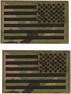 2 PCS Reflective US USA American Flag Patch, Infrared IR Tactical Morale Patches Hook and Loop Fastener Backing 3.15 x 1.97 inch (Right)