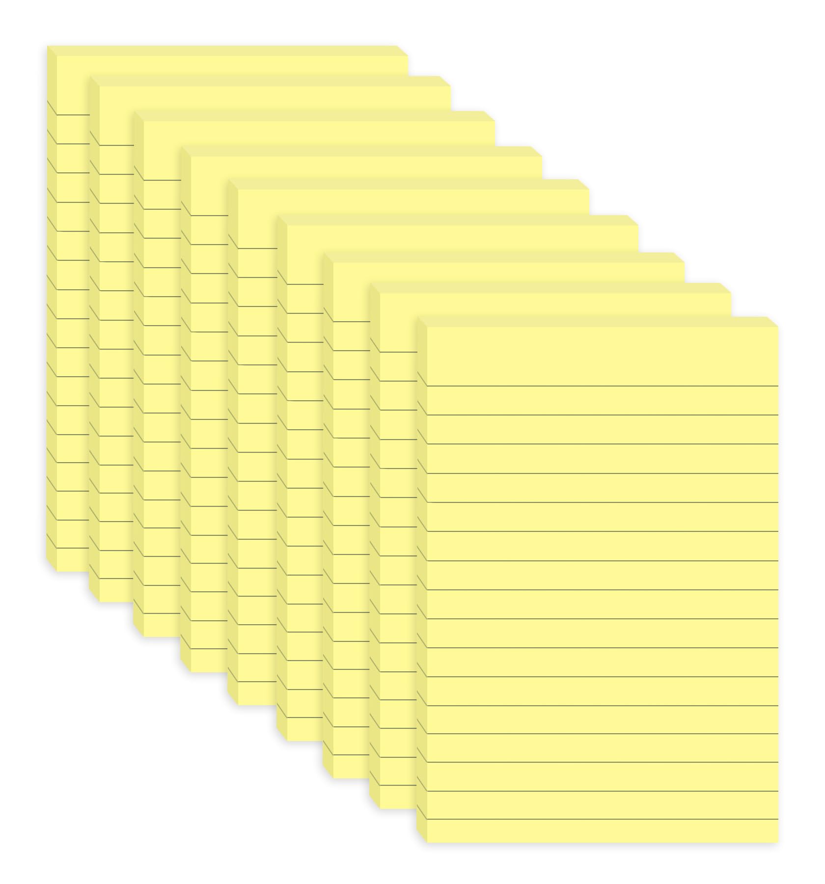 9 Pack Lined Sticky Notes 4x6 in Post, Yellow Large Notepads with Lines, Strong Adhesive, Self-Stick Pads for Office, Home, School