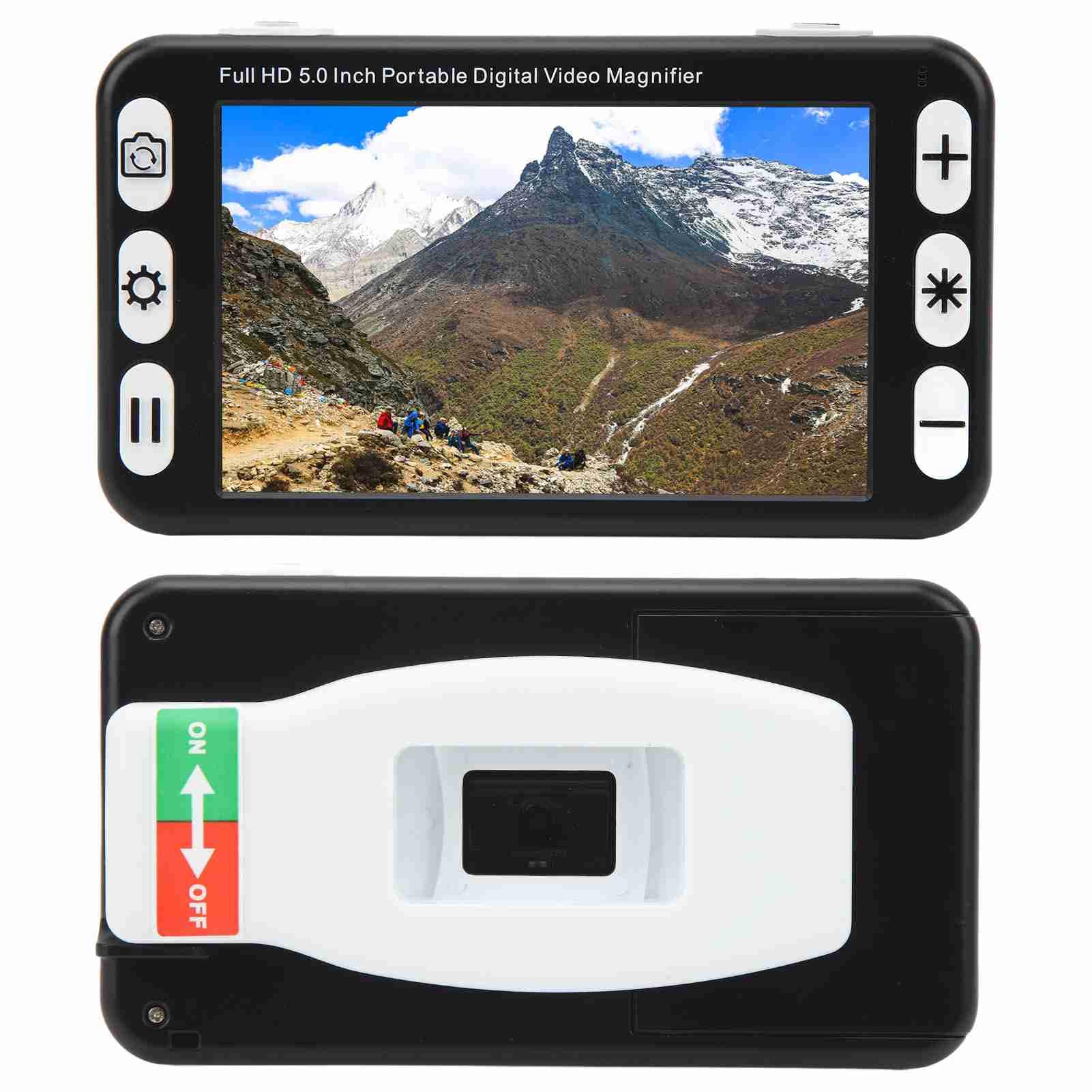 Ayuda de Visión Electrónica de 5 Pulgadas, Lupa Electrónica de Mano de Uso Dual de Vista Cercana Lejana de 2X a 48X, Ayuda de Lectura Recargable para Ancianos con Baja Visión (EU)