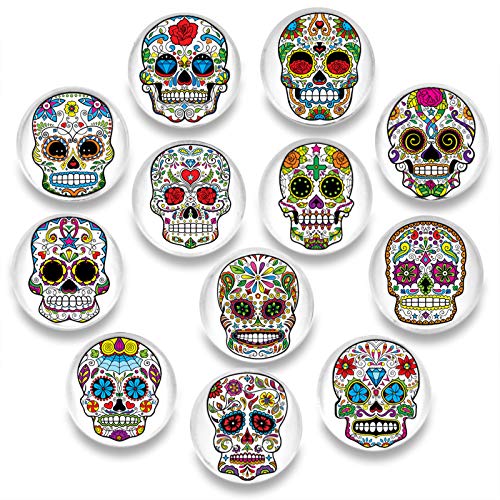 Pack-12 Skull Refrigerator Magnets, Death's Head Style Fridge Magnets, Cosylove Cute Magnets for Decorative Fridge, Home Decoration, Photos, Whiteboards, Calendar, Bulletin Board