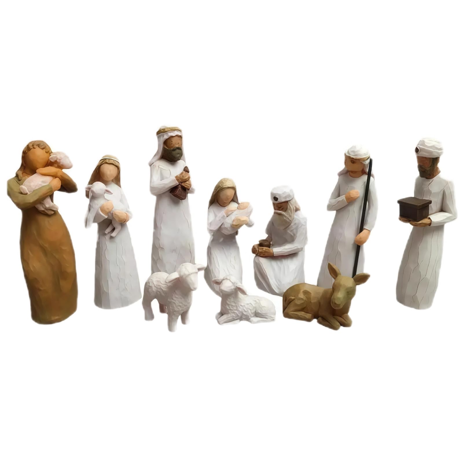 Generisch Krippenset Born Scene Figur,10-teiliges Figuren Krippe Harz, Geburt Belen Weihnachten, Weihnachtskrippe mit Figuren, Krippenszene Krippe Harz Heilige Familie, Dekoration