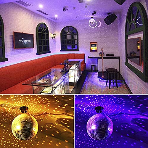 Bola espejada giratoria de vidrio, 8 pulgadas, para efectos de iluminación en discotecas, bodas, fiestas y escenarios miniatura 7