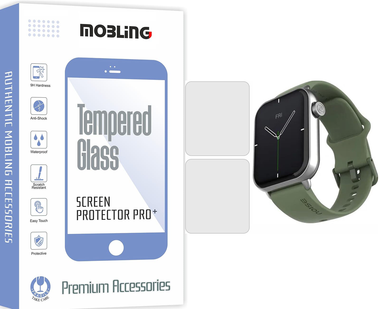 MOBLING Screen Protector Compatible With Noise ColorFit Mighty Smartwatch, Edge to Edge Full Coverage Hydrogel TPU Fiber Screen Guard not a Tempered Glass (Pack of 2)