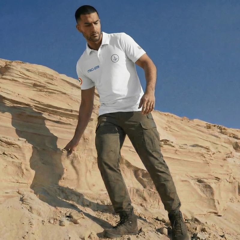 Image of Deployed MIG-29 Indian Army Signature Luxesoft Cotton T-Shirt | Half Sleeve | Regular Fit | Zero Shrinkage | Polo Neck