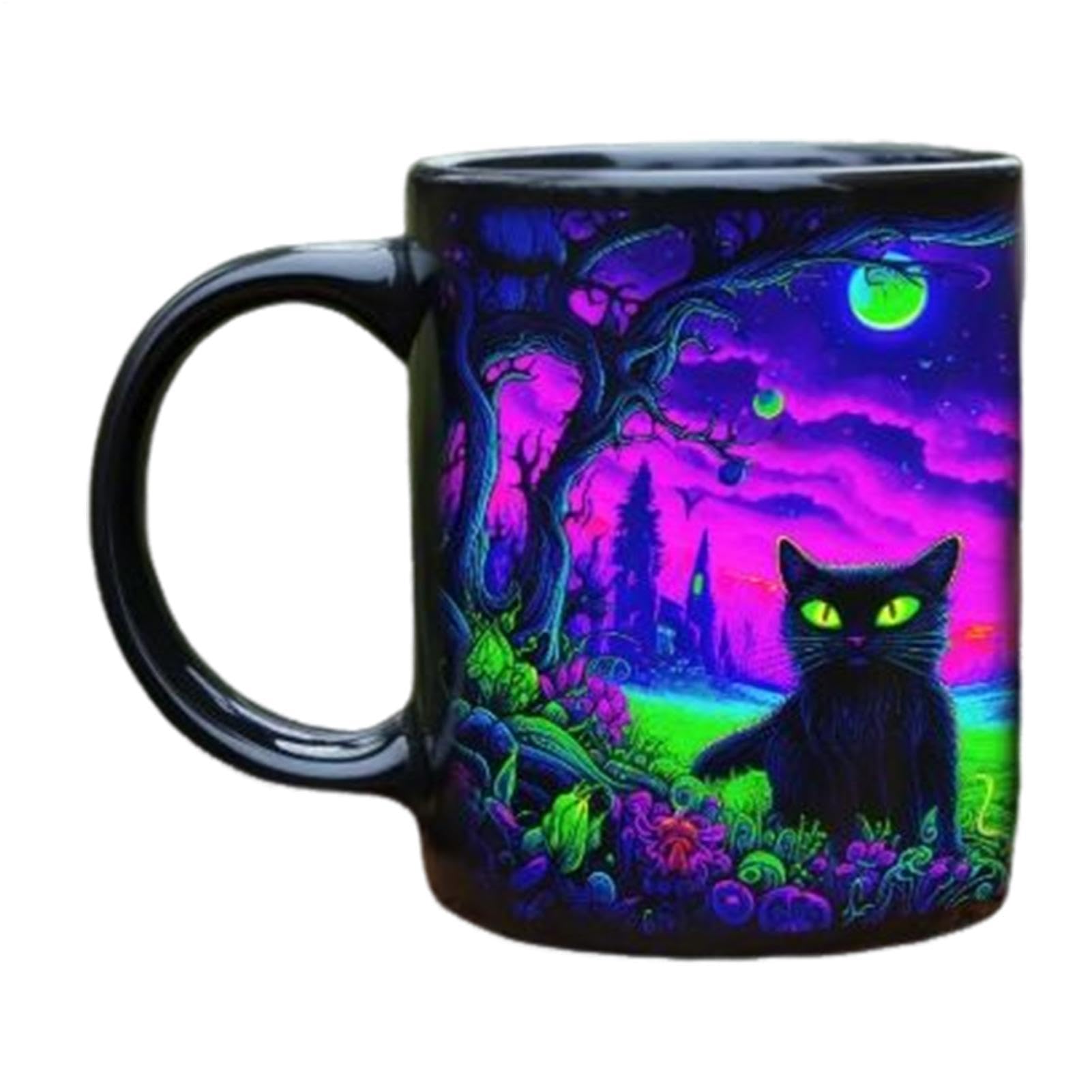 Taza Gato Oscuro Halloween para Amantes de Mascotas y Compañeros