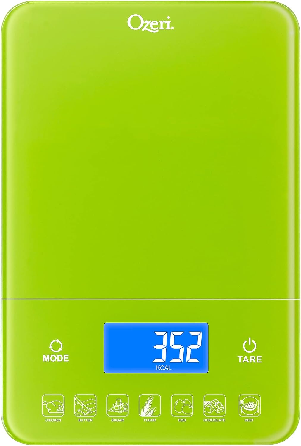 Ozeri Touch III Digital Kitchen Scale with Calorie Counter, 22 lbs (10 kg), Lime Green