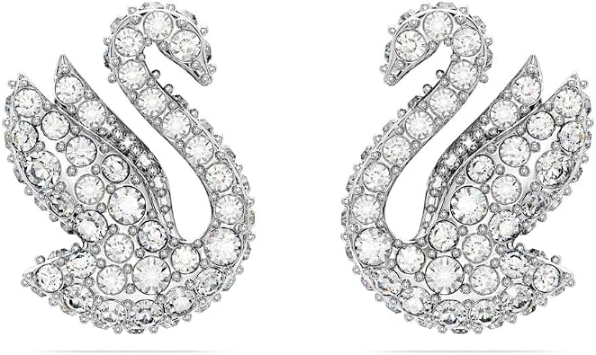 Swarovski Iconic Swan Crystal Necklace, Earrings, Bracelet Jewelry Collection, Clear Crystals on a Rhodium Tone Finish