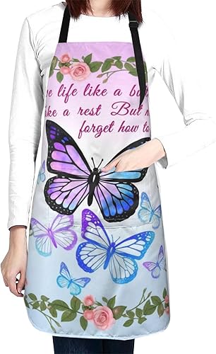 Miniatura 15 de Waterproof Apron With 2 Pockets,Kitchen Chef Aprons Bibs For Cooking Baking Painting Gardening Grooming Color-12