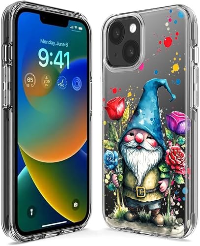 Miniatura 3 de Mundaze - Case for Apple iPhone 11 Slim Hybrid Shockproof Hard Shell Soft TPU Heavy Duty Protective Phone Cover - Gnome Red Purple Blue Roses Garden